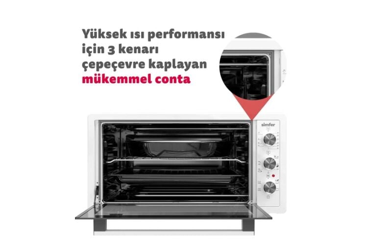 SİMFER 4502 KÖŞELİ FIRIN-BEYAZ-45 LT- TURBO