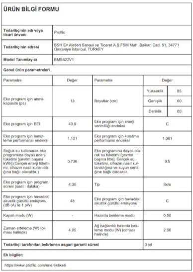 PROFİLO BMS622V1 BULAŞIK MAKİNESİ-BEYAZ-6 PRG