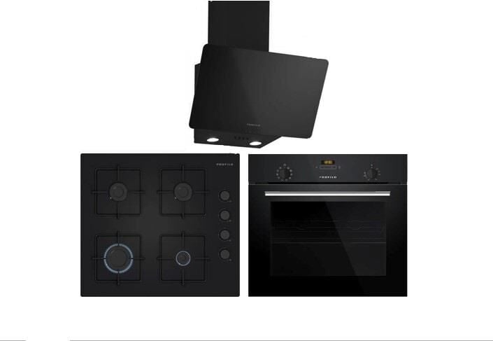 PROFİLO ELİT SİYAH CAM ANKASTRE SET ( FRMA234S + OE36K6P10D + DVK6J360 )