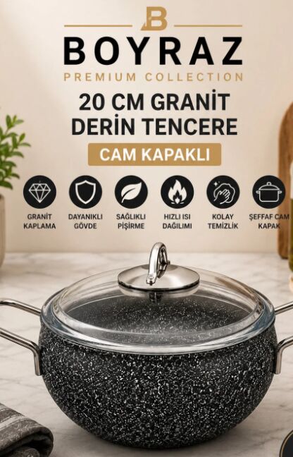 BOYRAZ 20 CM GRANİT DERİN TENCERE