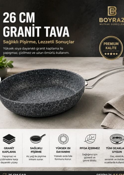 BOYRAZ 26 CM GRANİT TAVA
