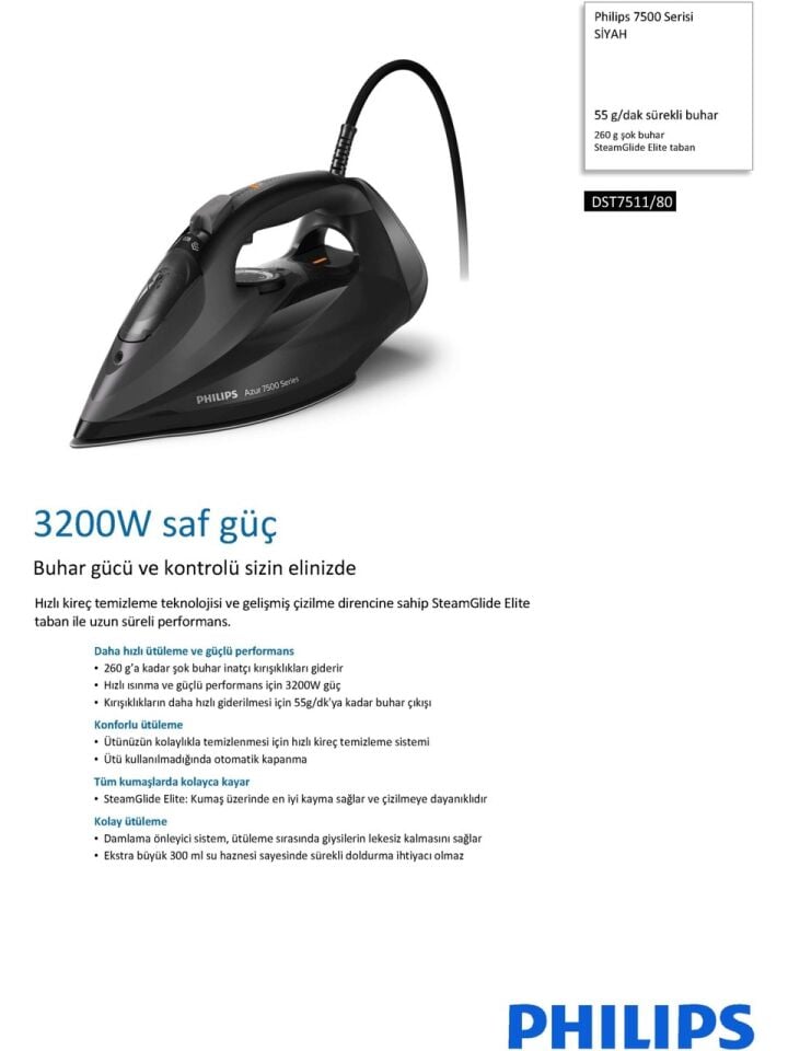 PHİLİPS DST7511-80 BUHARLI ÜTÜ