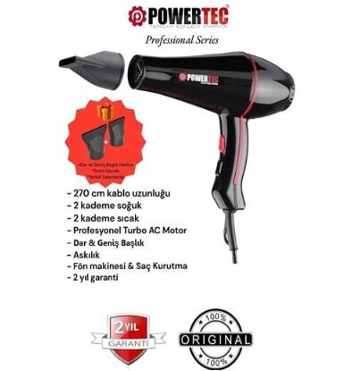 POWERTEC TR-601 S PROFESYONEL SAÇ KURUTMA MAKİNESİ