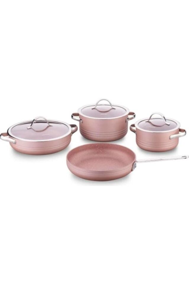 KORKMAZ A2619 LİNEA 7 PARÇA TENCERE SETİ ROSAGOLD