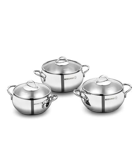 KORKMAZ A1801 TOMBİK JR.6 PARÇA TENCERE SETİ