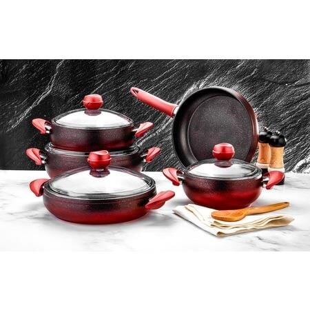 ÖZLİFE 646 AZRA 9 PRÇ GRANİT SET TEL SAP- KIRMIZI