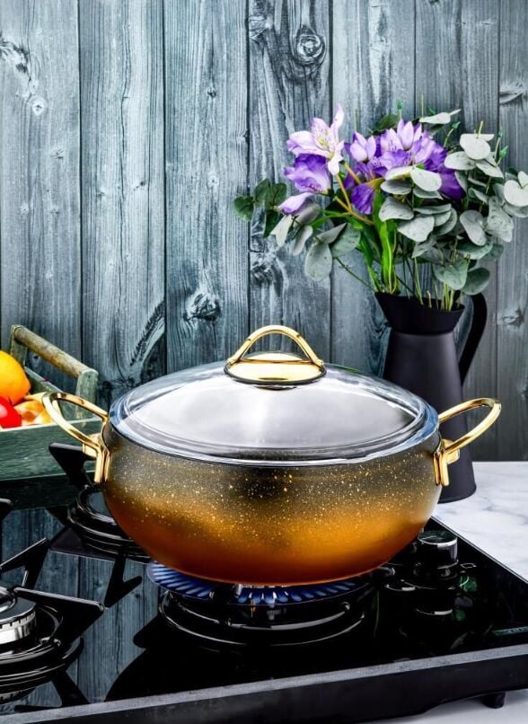 ÖZLİFE 653 RODİ 26 CM DERİN TENCERE GOLD SAP-SİYAH