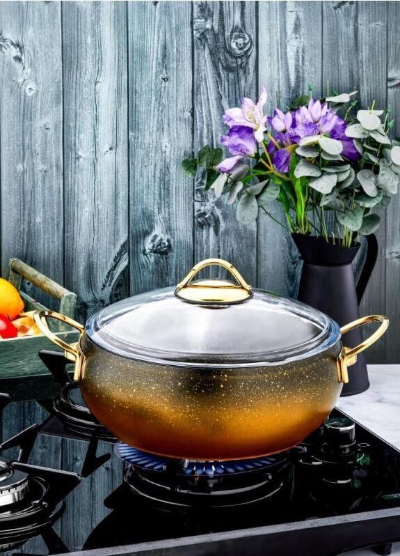 ÖZLİFE 652 RODİ 24 CM DERİN TENCERE GOLD SAP-SİYAH