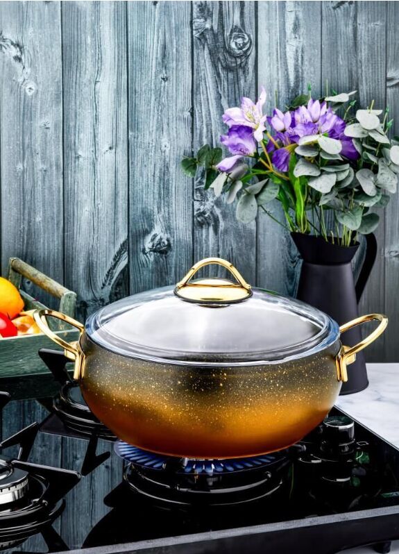 ÖZLİFE 652 RODİ 24 CM DERİN TENCERE GOLD SAP-SİYAH