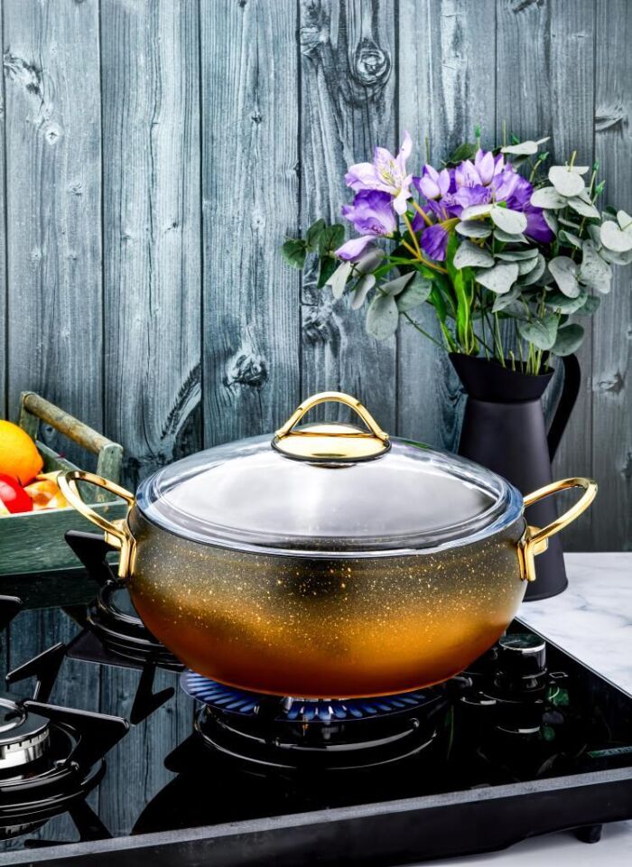 ÖZLİFE 652 RODİ 24 CM DERİN TENCERE GOLD SAP-SİYAH