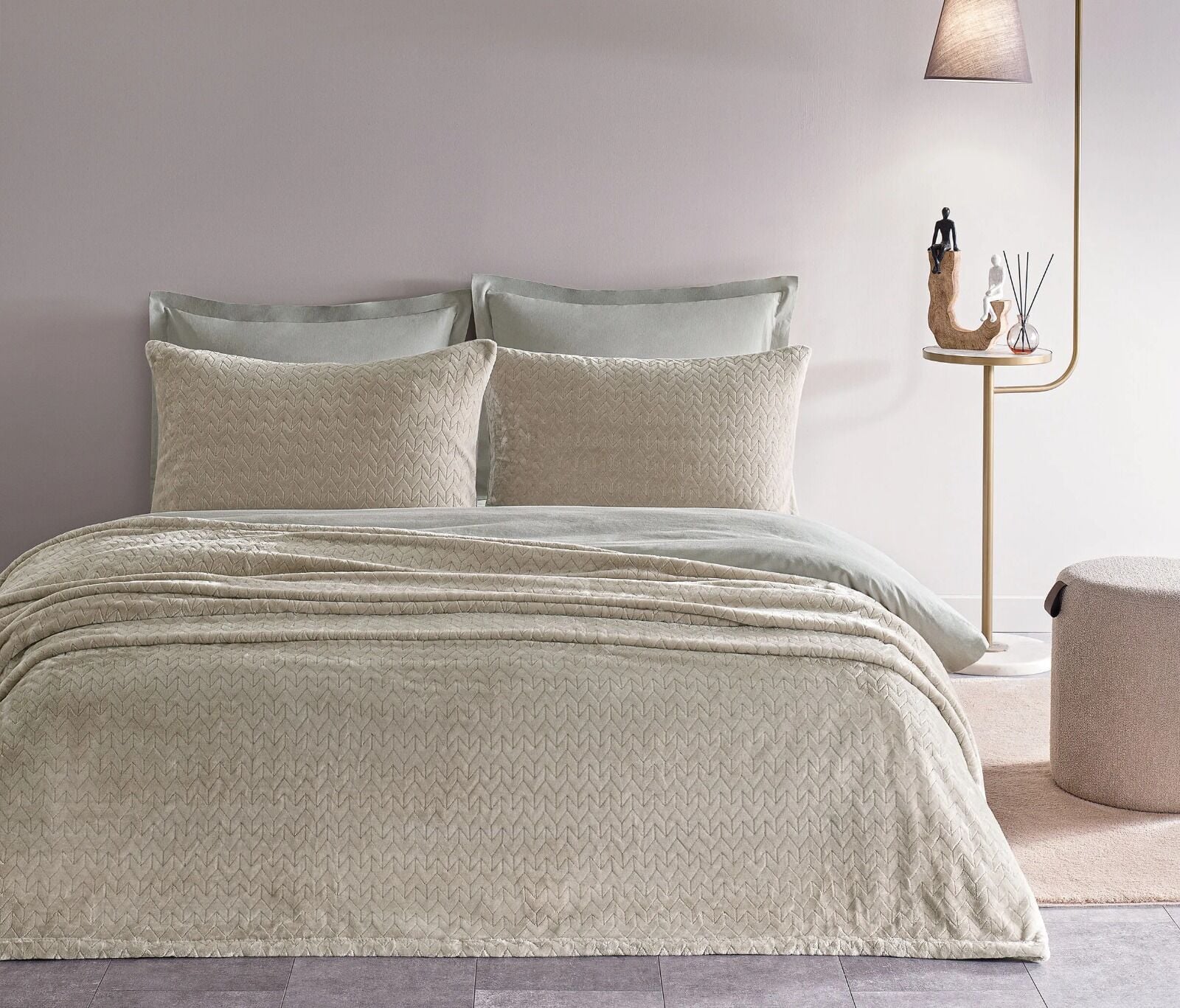 PUFFY SET LİNES YATAK ÖRTÜSÜ-BEJ-ÇİFTLİ