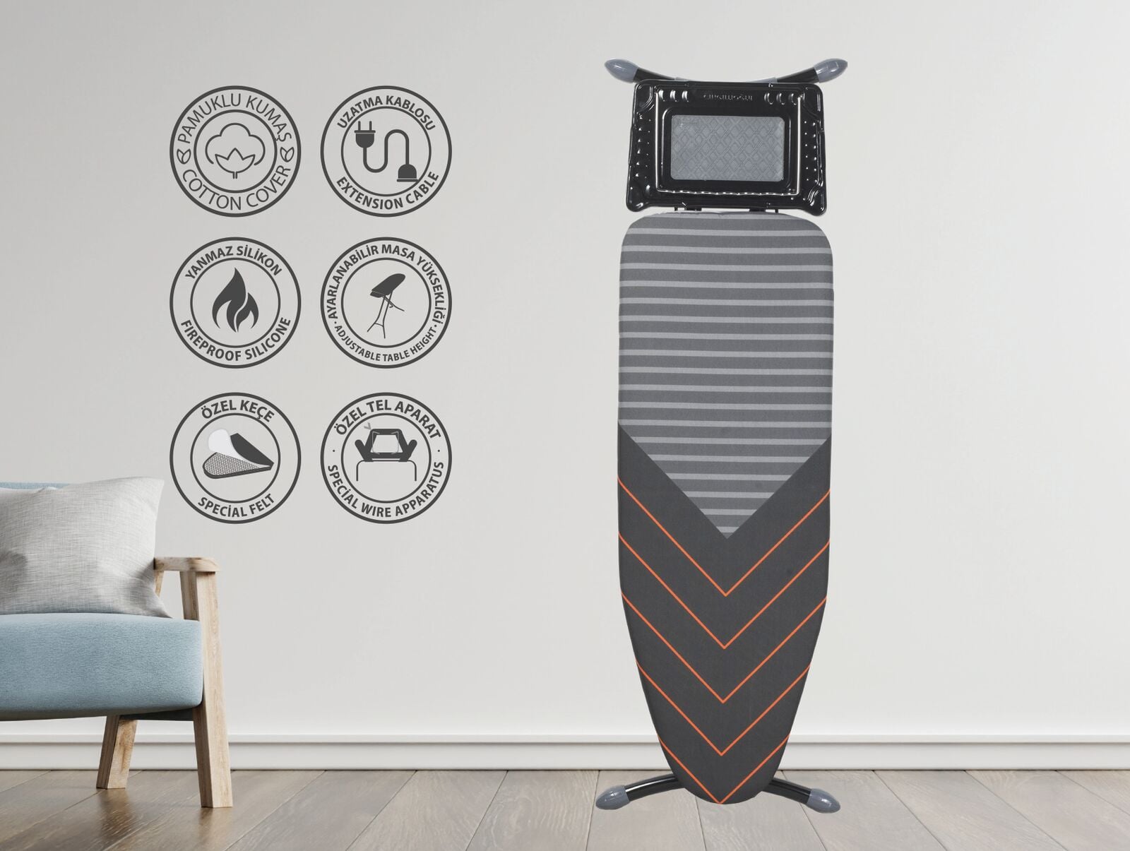 CINGILLIOĞLU CM-500 MİRANDA DELUX ÜTÜ MASASI