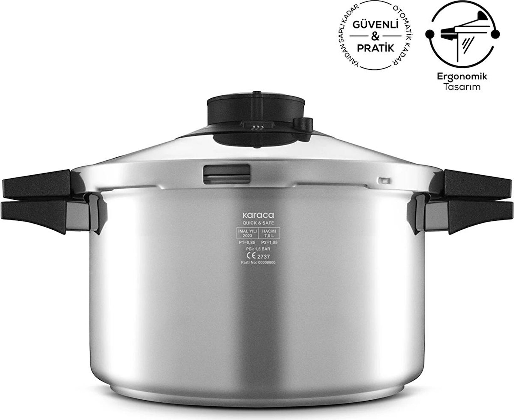 KARACA QUICK AND SAFE DÜDÜKLÜ TENCERE  7 LİTRE